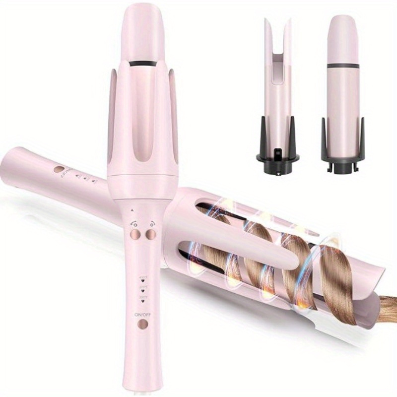 

Automatic Curling Iron Hair Curler, Replaceable Curling Wand With 2 Sizes Barrel (1", 1.25") & 3 Temps, Hair Waver With Anti-tangle & Auto-off, Double Voltage Rotating Curling Iron For Long Hair