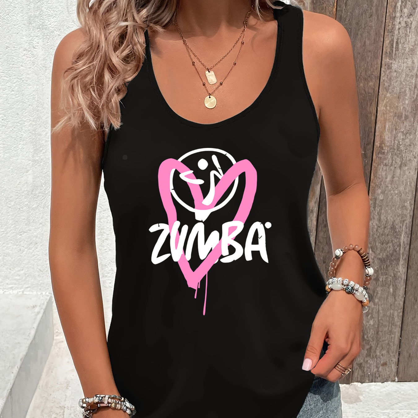 

Letter Neck Tank Top, Casual Sleeveless Tank Top For Summer, Women's Clothing