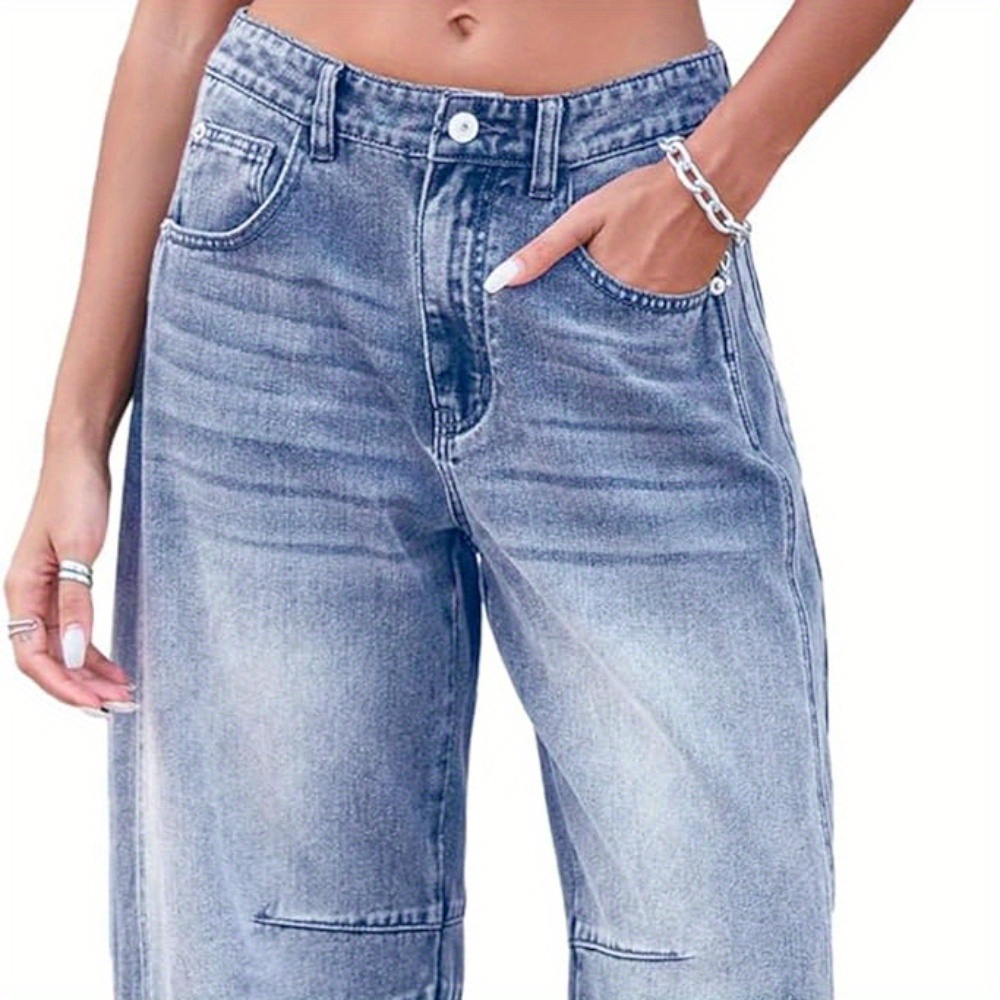 

Women's Barrel Jeans Wide Leg Barrel Denim Ankle Pants Y2k Baggy Retro Style Boyfriend Jeans