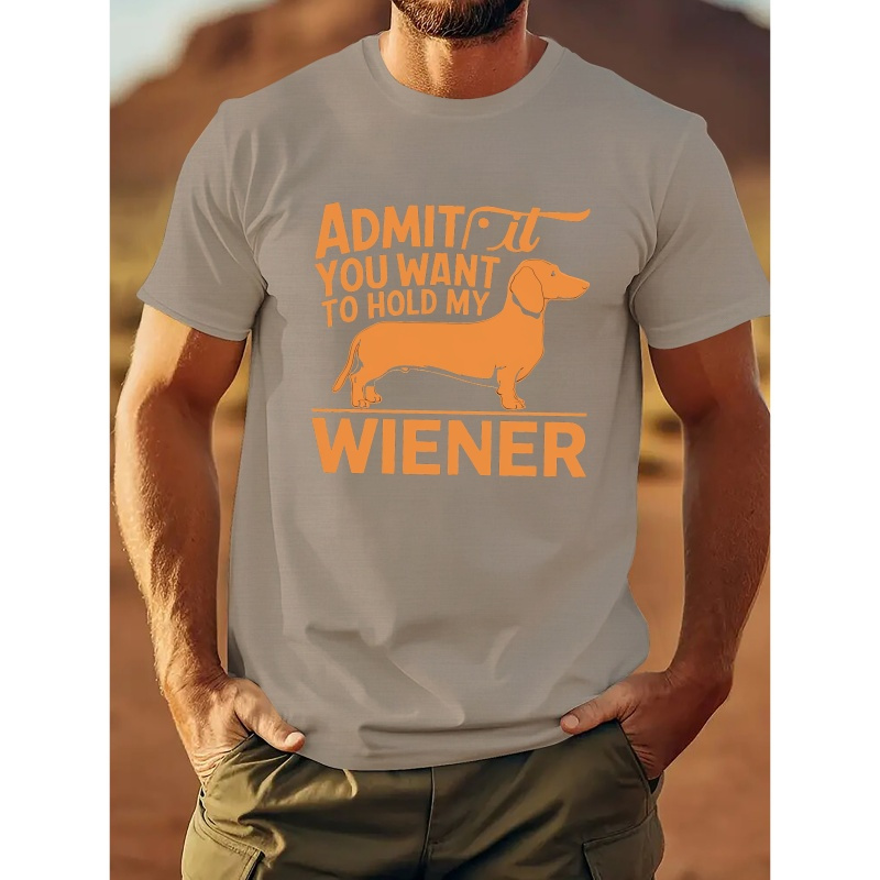 

Dachshund Wiener Print Tee Shirt, Tees For Men, Casual Short Sleeve T-shirt For Summer