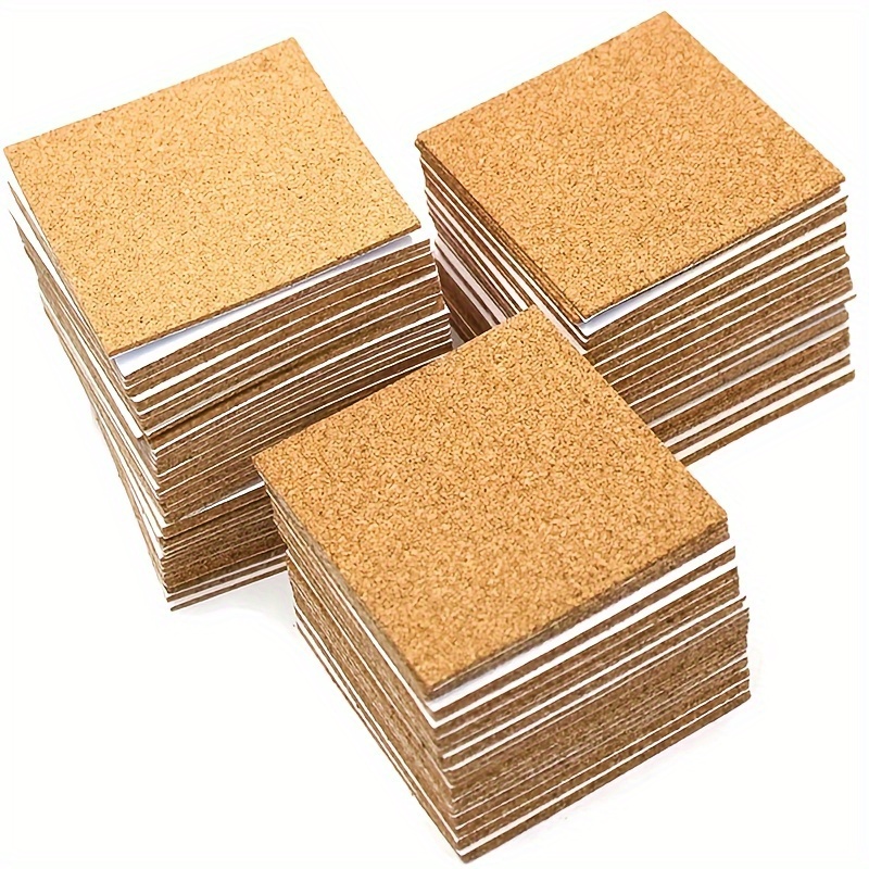 

20-pack Self-adhesive Cork Squares For Diy Crafts - Uncharged, Major Material Cork, Strong Adhesive Backing For Office, Home Bar, Cafe Coasters