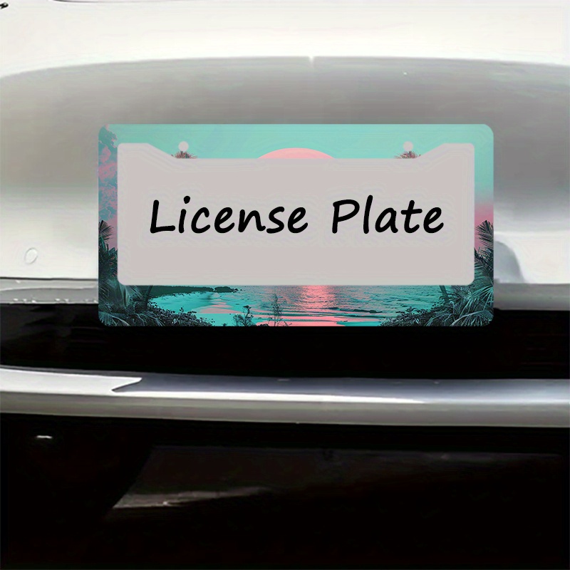 Water Resistant Metal License Plate Frame Sunset Beach - Temu