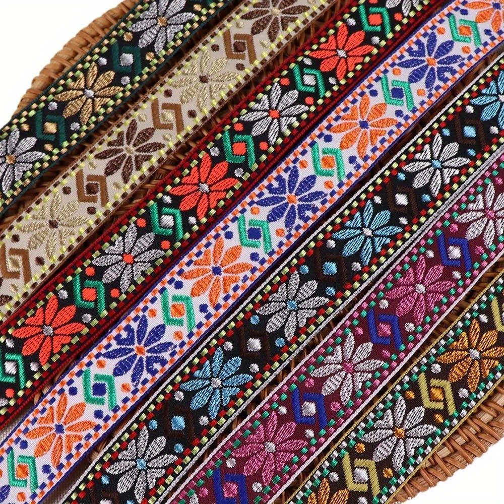 

1pc Vintage Colorful Geometric Jacquard Embroidered Ribbons For Sewing Accessories, Multiple Colors, Diy Sewing Accessories