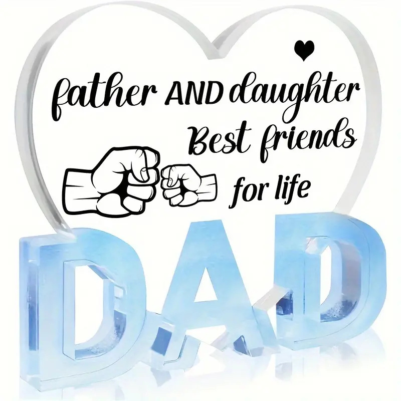 TEMU 2d Flat, 1pc, From Daughter Or Son To Father, Acrylic Heart-shaped Plaque Gift To Thank Dad For Birthday, Christmas, Thanksgiving, Father's Day,