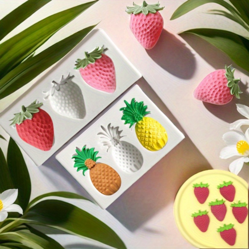 

Moule en silicone 3D pour fraise et ananas - Idéal pour la décoration de gâteaux et la pâtisserie maison - Sans BPA - Accessoires de cuisine