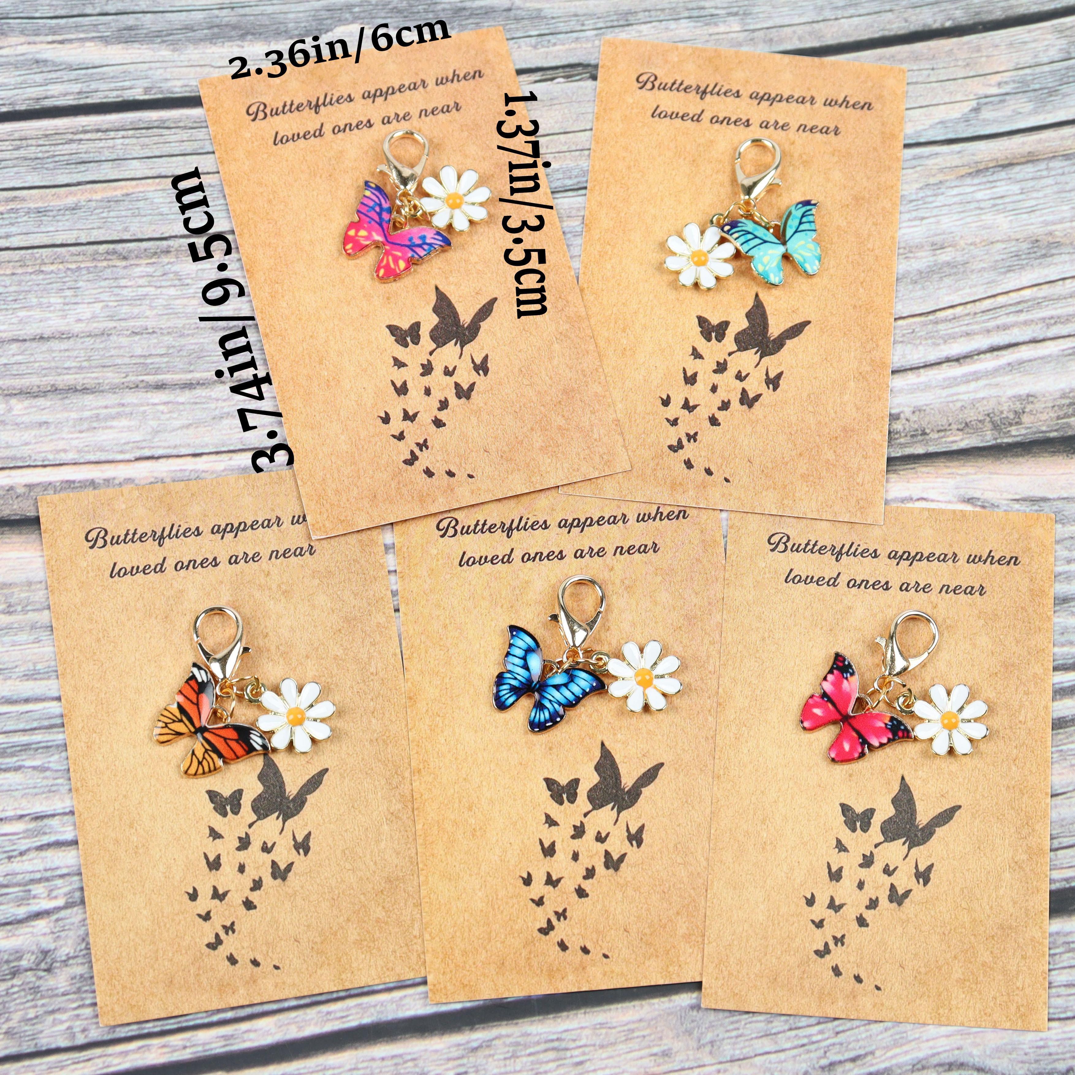 

5pcs, Cute Funny Butterfly Flower Keychain, White Yellow Flower, Little Daisy, Mini Key Accessories, Bag Pendant, Suitable For Summer, Poetry Card, Back To School Season Gift, Birthday Gift