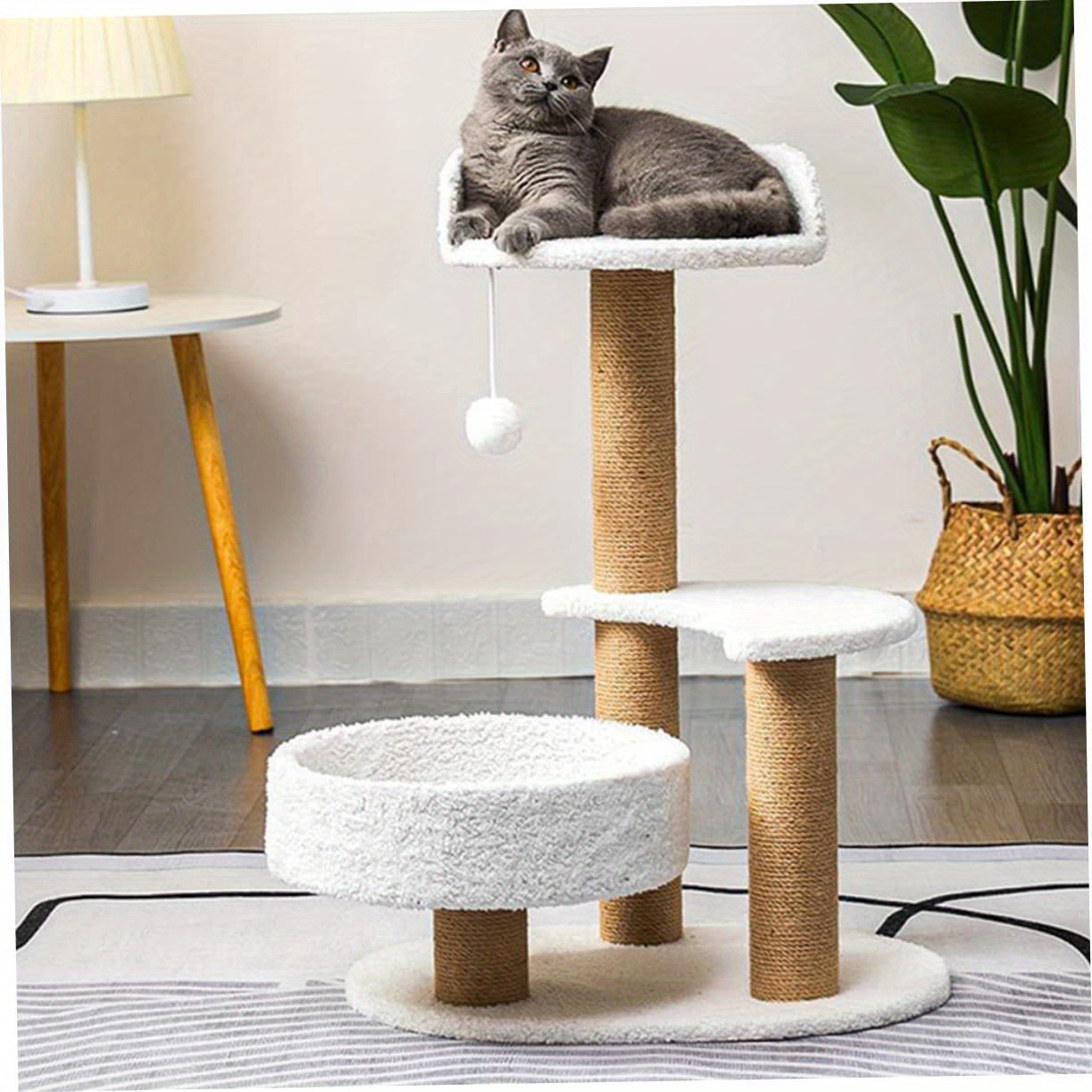 

Multi-level Cat Tree With Sisal-covered Scratching Posts, Cozy Platform Beds, And Hanging Toy - Durable Sisal Rope Scratcher For Indoor Cats, Compatible Replacement Parts Available