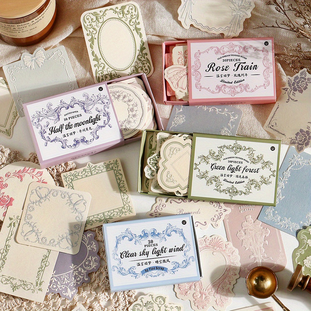 30pcs Vintage-inspired Handmade Paper With Elegant Floral And Ornate Designs, Diy Crafts, Photo Albums & Special Occasions, Scrapbooking Supplies