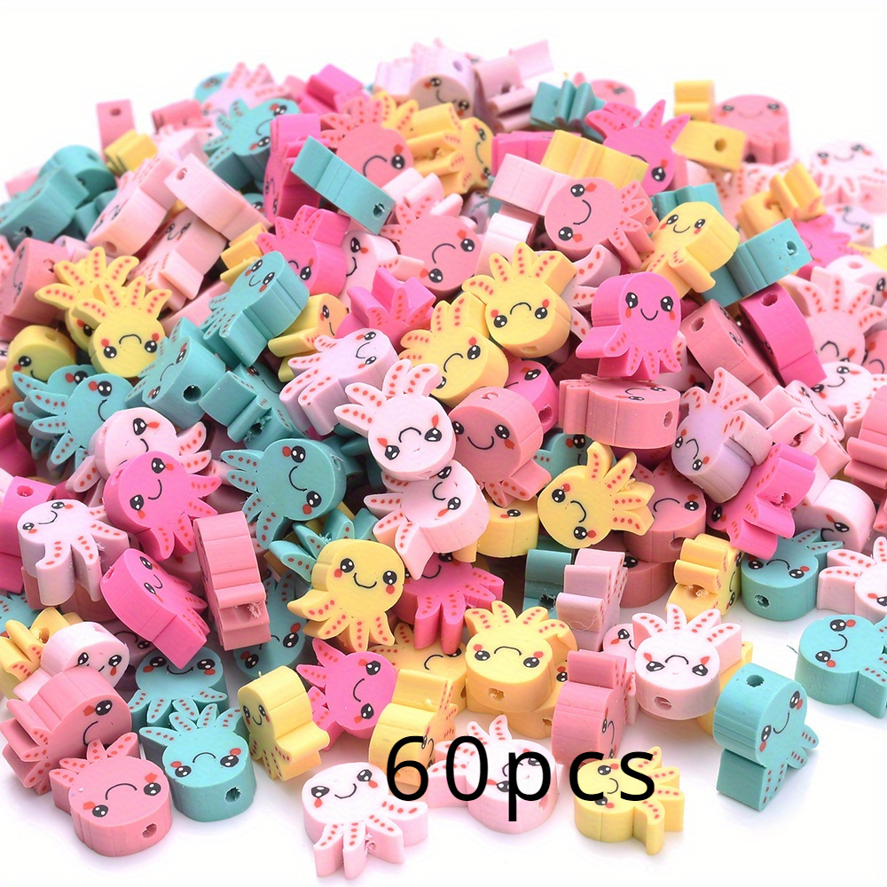 60pcs Colorful Octopus Polymer Clay Beads For Making – Handmade Bracelet & Necklace Craft Supplies With Animal , Pastel Colors, Creative Crafting Accessories, Octopus Jewelry