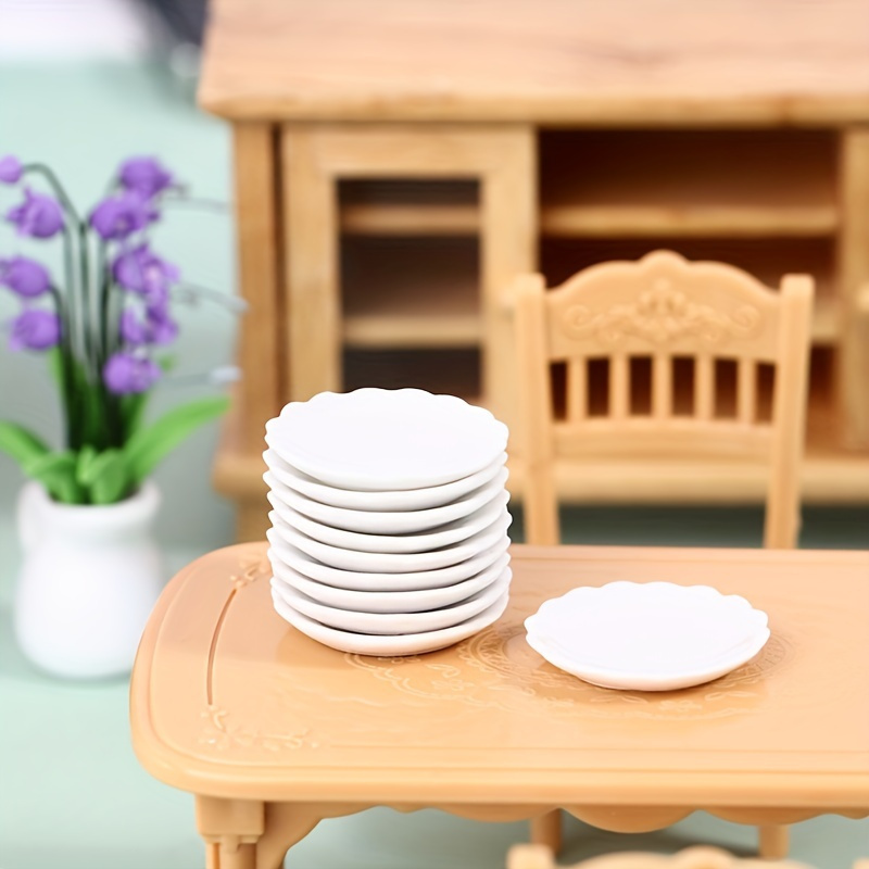 

5pcs Elegant White Miniature Dinnerware Set For Dollhouses - Includes Plates, Bowls & Vase, Young Enthusiasts, No Batteries Required, Ideal Christmas/easter Gift