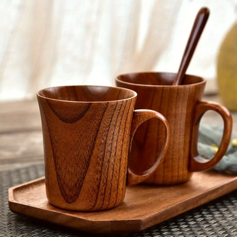 1pc wooden teacup coffee cup beer mug milk cup hand wash only reusable multipurpose cute and cozy   for   1