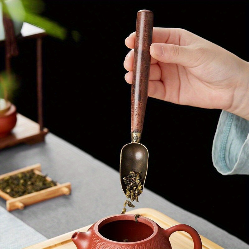 elegant black sandalwood alloy tea spoon     fu tea ceremonies coffee stirring beverage   details 0