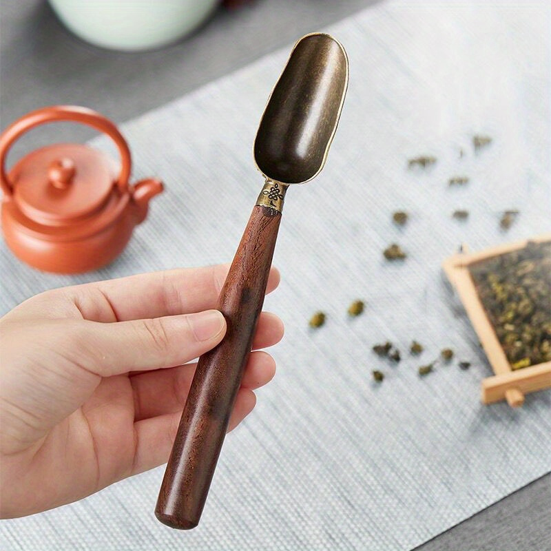 elegant black sandalwood alloy tea spoon     fu tea ceremonies coffee stirring beverage   details 1