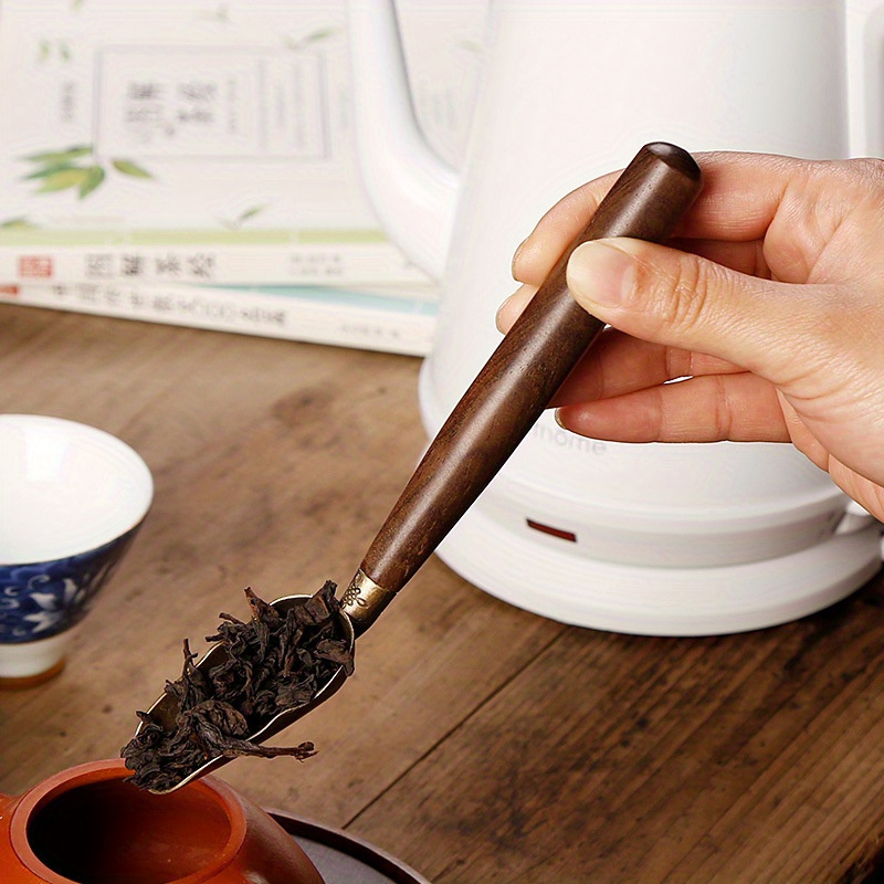 elegant black sandalwood alloy tea spoon     fu tea ceremonies coffee stirring beverage   details 3