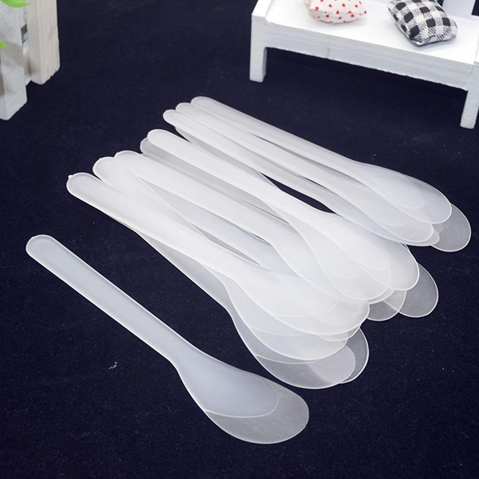 

50 Pack Unscented Plastic Facial Mask Spatulas - Professional Cosmetic Cream Mixing Tools, 5 Inch Clear Spoons For & Applying Facial Care Products, Diy Beauty Accessories Without Battery