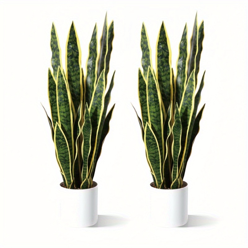 

3pcs Artificial Sansevieria Plants - 55cm High Quality Plastic Fake Snake Plant - Indoor & Outdoor Decor, Office, Home, , Housewarming Gift - Yellow Tips, Pot Not Included