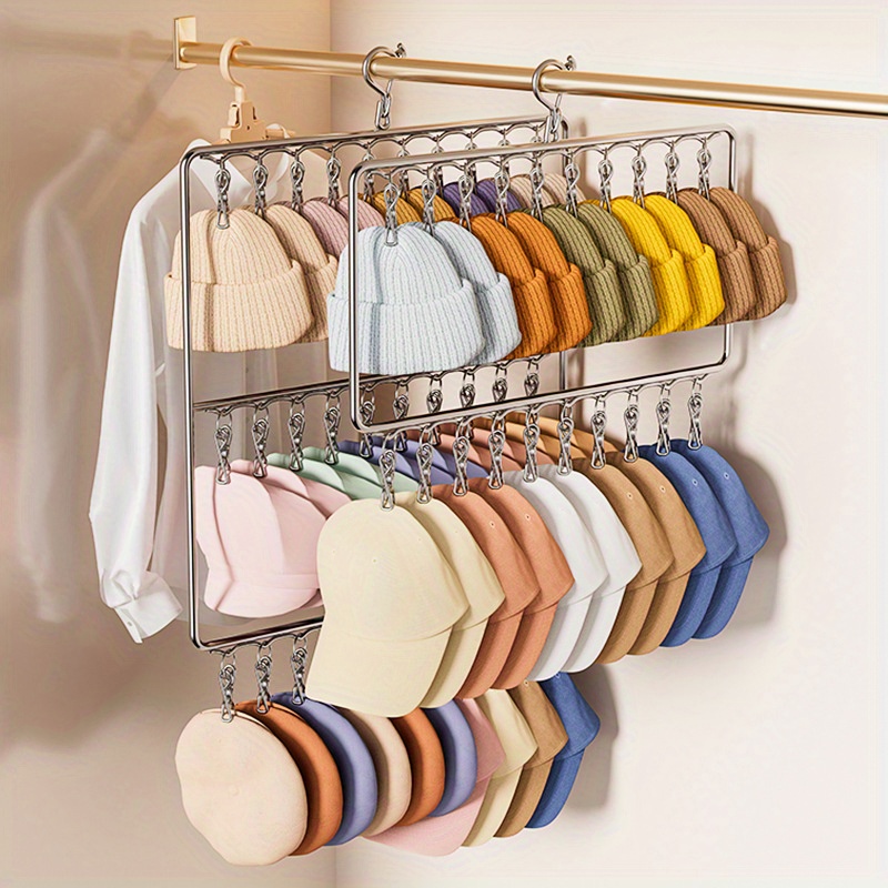 

3-layer Stainless Steel Clip Rack For Hats, Socks & More - Polished , Ideal For Storage