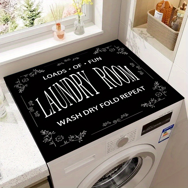 

1pc Polyester Dish Drying Mat For Laundry Room - Absorbent Washer & Dryer Top Cover With Quick-dry & Dust Protection, Fun Decorative Design For Kitchen Counter (wash Dry Fold Repeat)