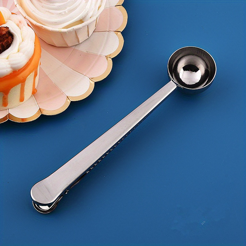 stainless steel coffee scoop and bag clip multipurpose 1pc espresso measuring spoon with seal clamp for   kitchen gadget for   details 5