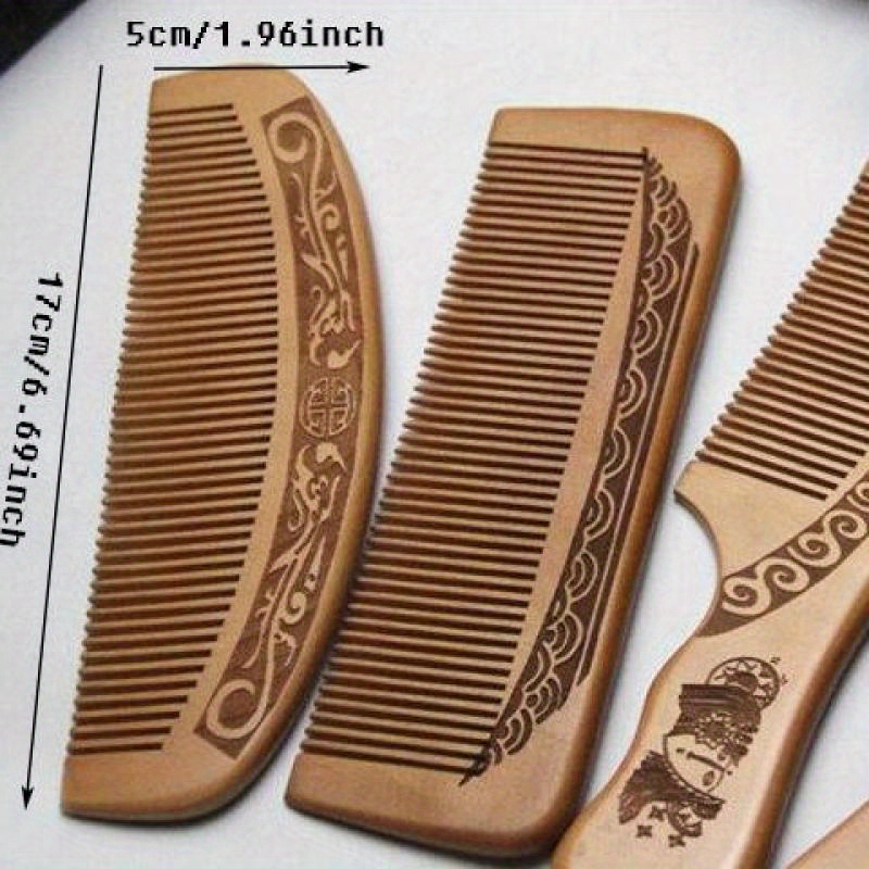 

[customer ] 1pc/4pcs Natural Peach Wooden Comb Thickened Wooden Comb Anti-static Hairdressing Hair Styling Comb