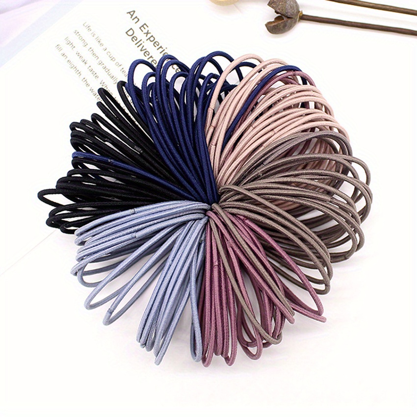 

50pcs Elegant & Vintage-inspired Hair Ties - , Stylish Solid Colors For Women, Girls, And Men