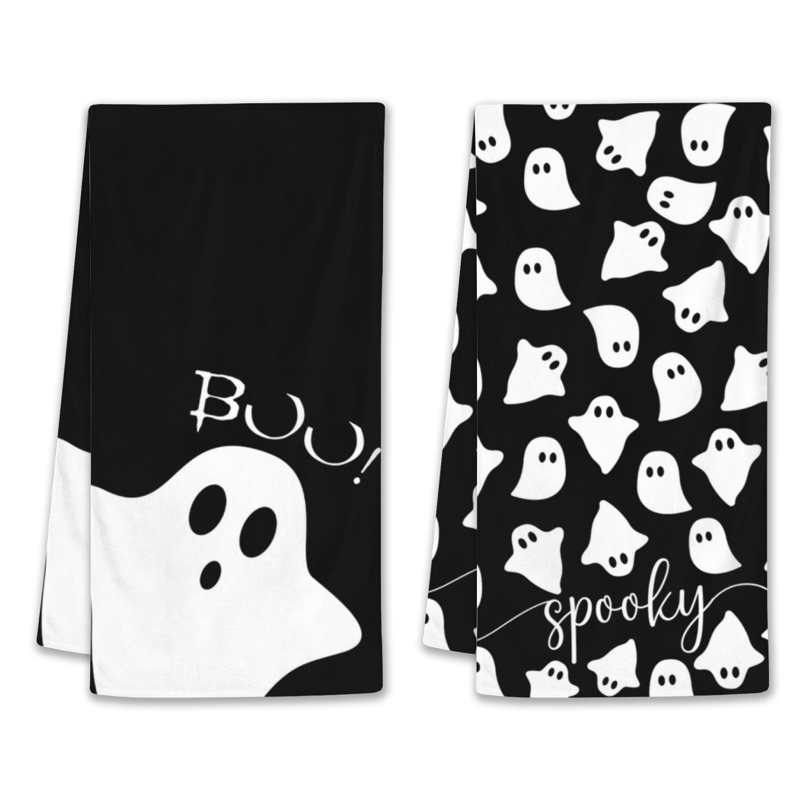 

Spooky Chic 2-piece Halloween Kitchen Towel Set - Ultra-soft Polyester, Non-woven, Featuring Pumpkin & , Perfect For Home Decor & Drying, 18x26 Inches