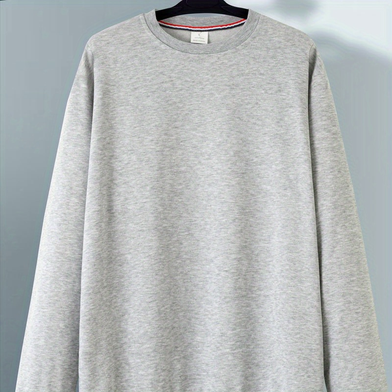 

Men's Fashion Casual Round Neck Long Sleeve Pullover Sweatshirt, Comfy Solid Color Sweatshirt For Outdoor And Daily Wear