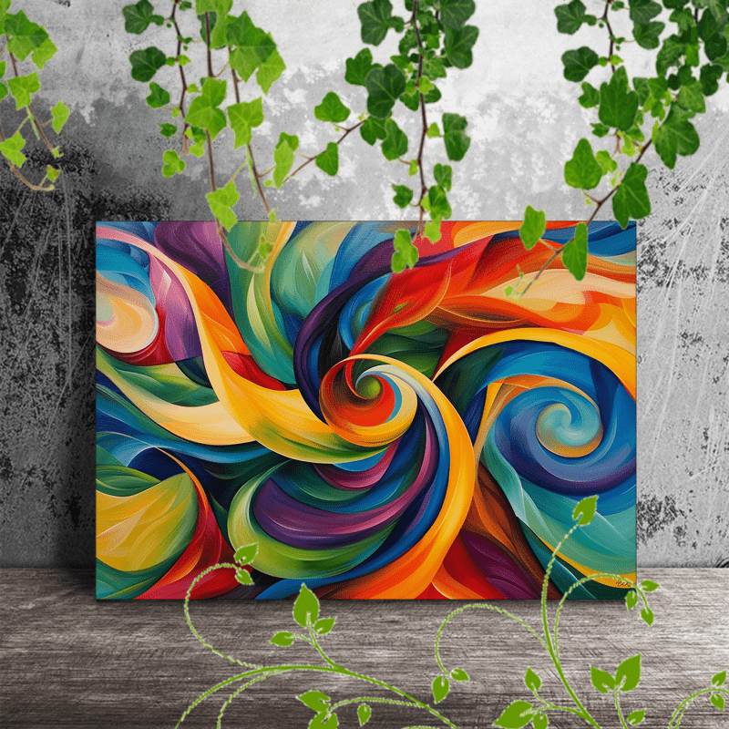 

1pc Wooden Framed Canvas Painting Artwork Very Suitable For Office Corridor Home Living Room Decoration Abstract Art, Vibrant Colors, Swirling Patterns, Dynamic Movement, Modern Design