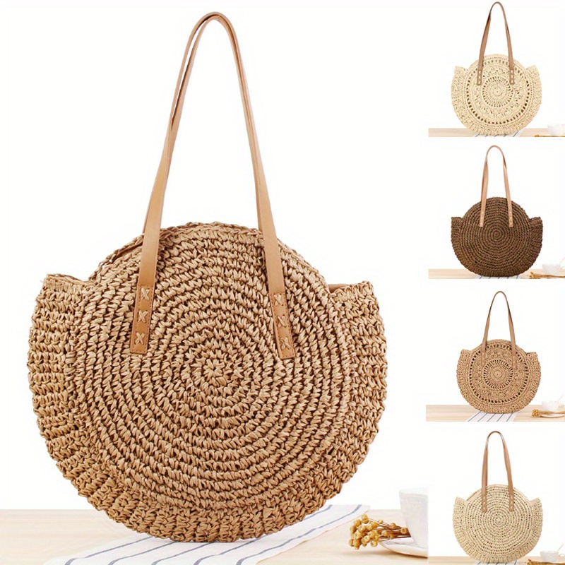 

New Minimalist Single Shoulder Grass Woven Bag Woven Bag Beach Bag Fashionable Women's Bag Grass Bag