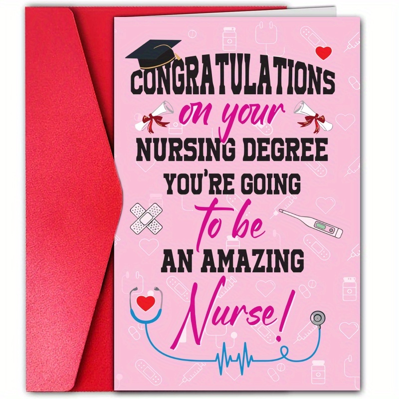 

1pc Funny Nurse Graduation Greeting Card, Congratulations Nursing Degree, Cartoon Animal Pattern, Paper, No Power Required, Universal Recipient, Ideal For Graduation Occasion Gifts