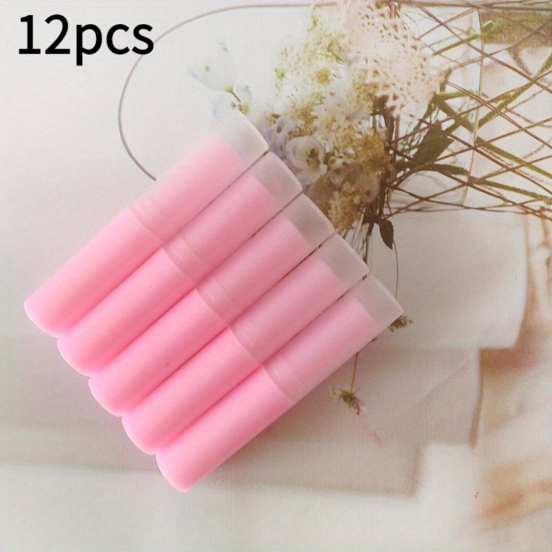 TEMU 12-pack 3g Plastic Lip Balm Tubes - Refillable Lipstick Stick Containers With Caps, Unscented Diy Lip Gloss Tubes
