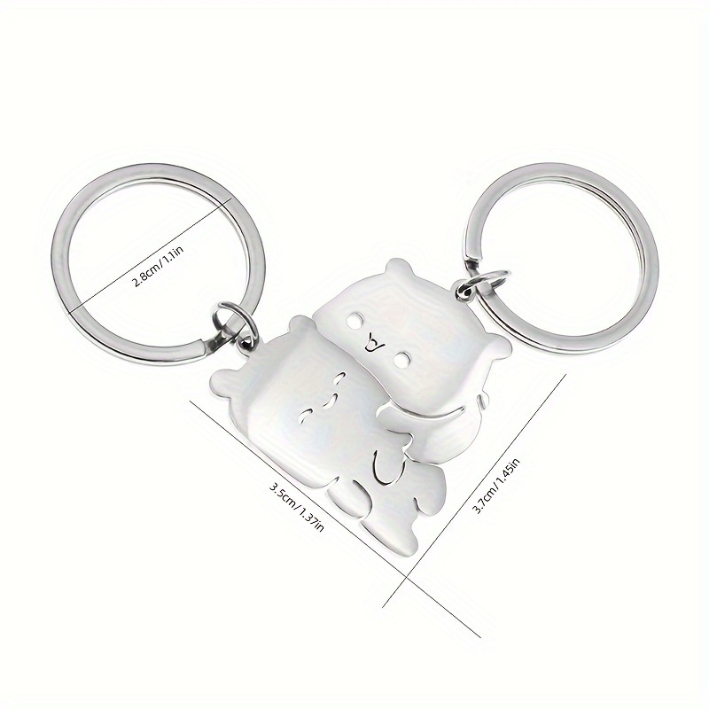 

2pcs Couple, A Pair Of Cute , Stainless Steel Backpack, Valentine's Day Pendant Gift, Keychain