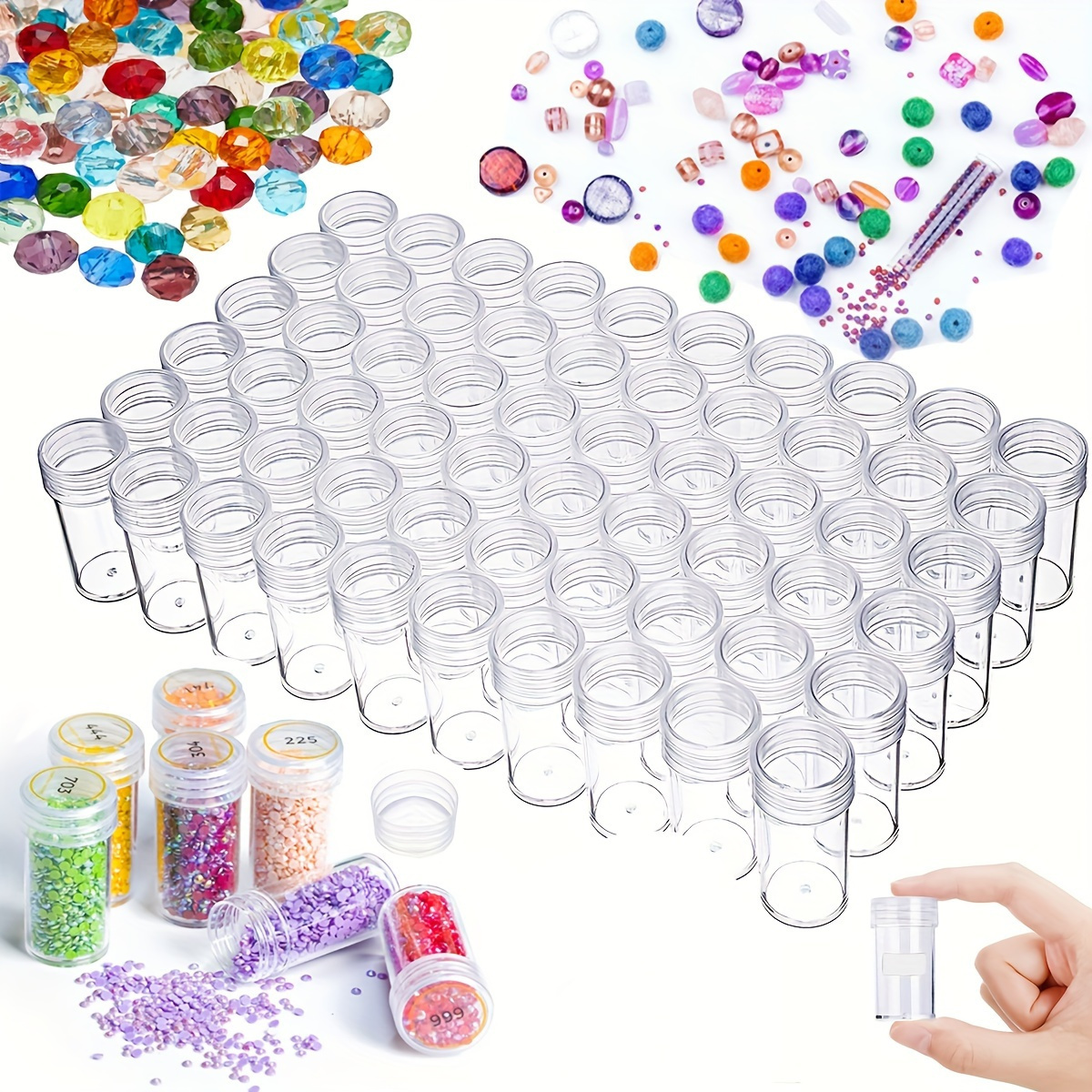 

12/30pcs Clear Round Bottle Organizer, Mosaic Art Mini Container Storage Bottle, Diy Beaded Jewelry Nail Art Crafts Storage Jar, Multifunctional Portable Travel Bottle