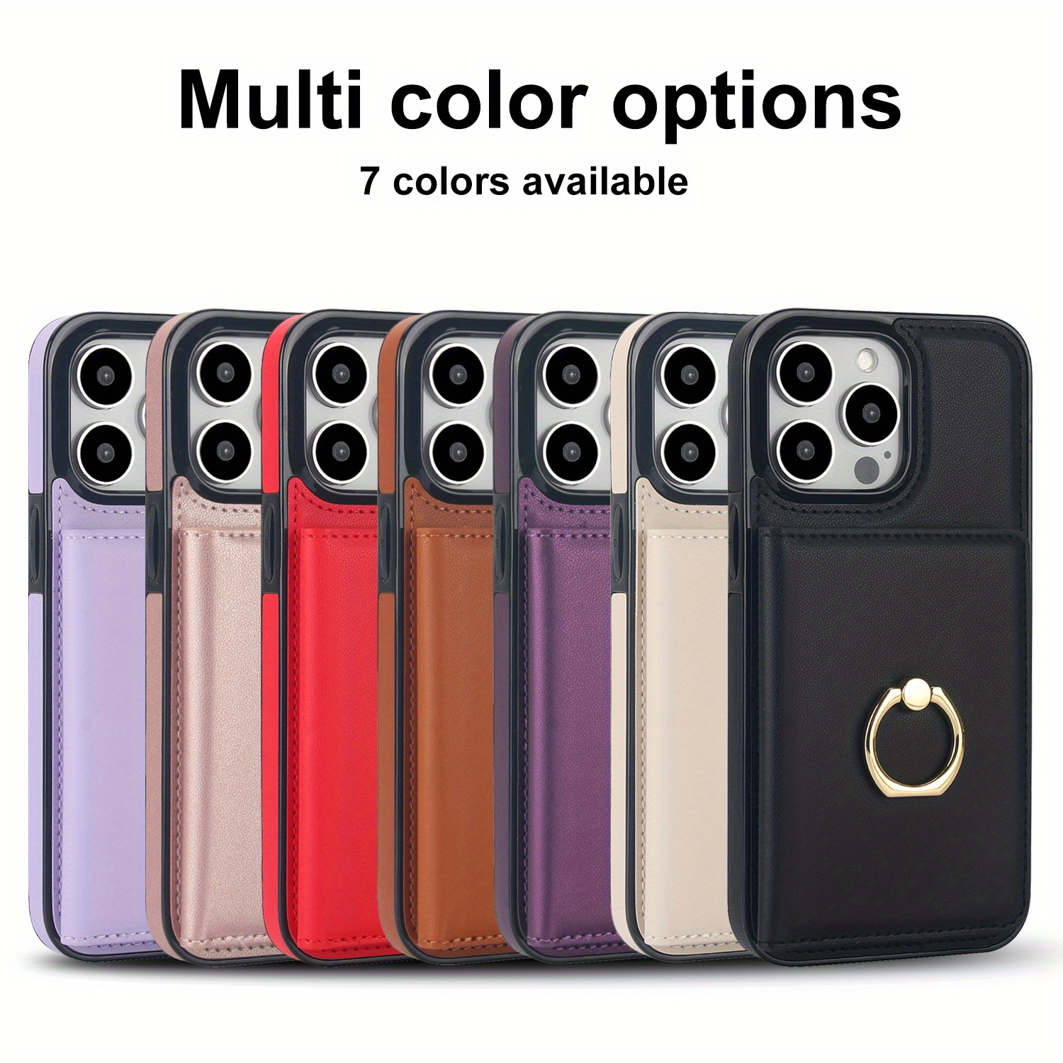 360° Rotation Ring Kickstand Wallet Case with Magnetic Clasp, Durable Shockproof Cover for iPhone 15 14 13 12 11 Pro Max SE 2022 with Card Holder