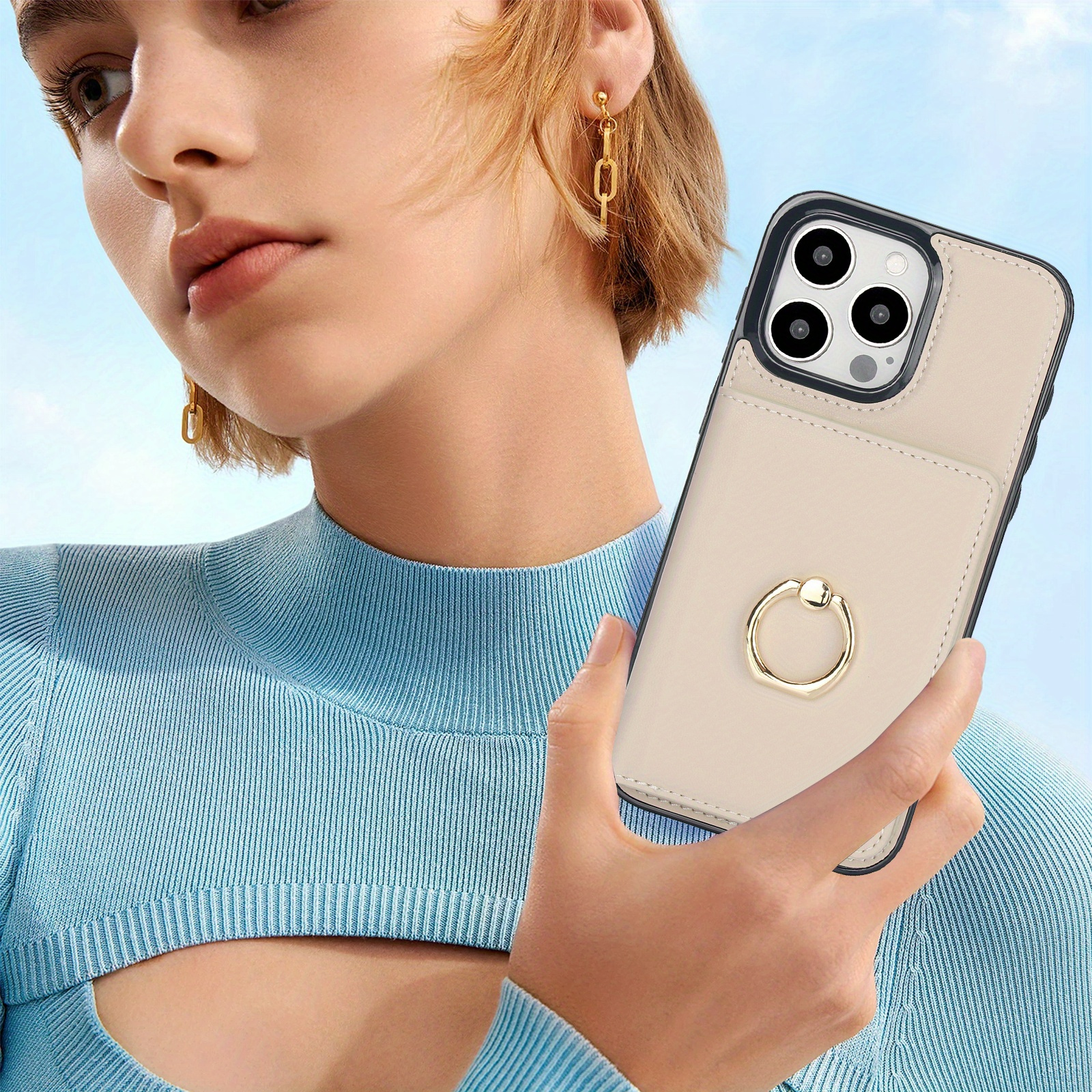 360° Rotation Ring Kickstand Wallet Case with Magnetic Clasp, Durable Shockproof Cover for iPhone 15 14 13 12 11 Pro Max SE 2022 with Card Holder