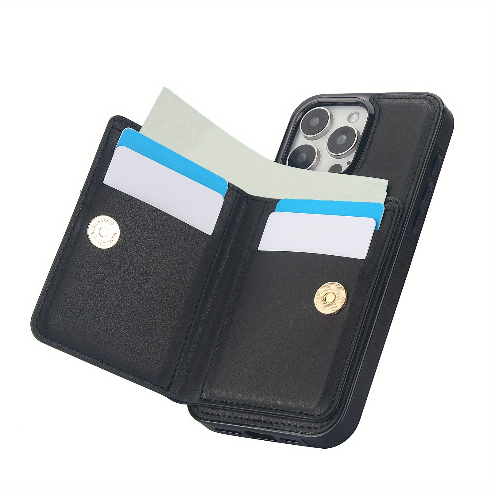 360° Rotation Ring Kickstand Wallet Case with Magnetic Clasp, Durable Shockproof Cover for iPhone 15 14 13 12 11 Pro Max SE 2022 with Card Holder