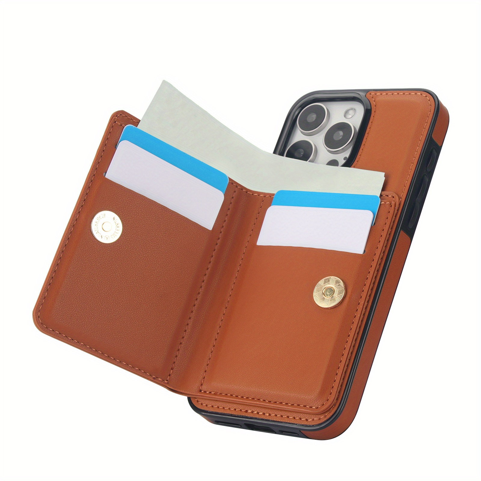 360° Rotation Ring Kickstand Wallet Case with Magnetic Clasp, Durable Shockproof Cover for iPhone 15 14 13 12 11 Pro Max SE 2022 with Card Holder
