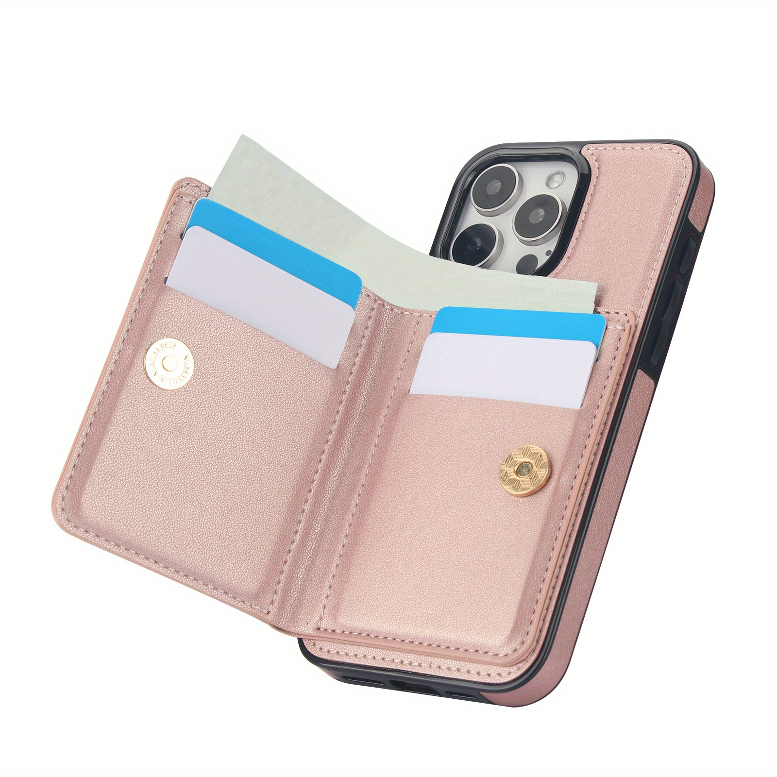 360° Rotation Ring Kickstand Wallet Case with Magnetic Clasp, Durable Shockproof Cover for iPhone 15 14 13 12 11 Pro Max SE 2022 with Card Holder