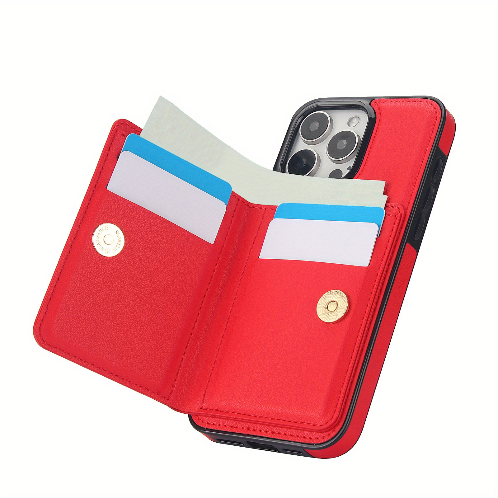 360° Rotation Ring Kickstand Wallet Case with Magnetic Clasp, Durable Shockproof Cover for iPhone 15 14 13 12 11 Pro Max SE 2022 with Card Holder