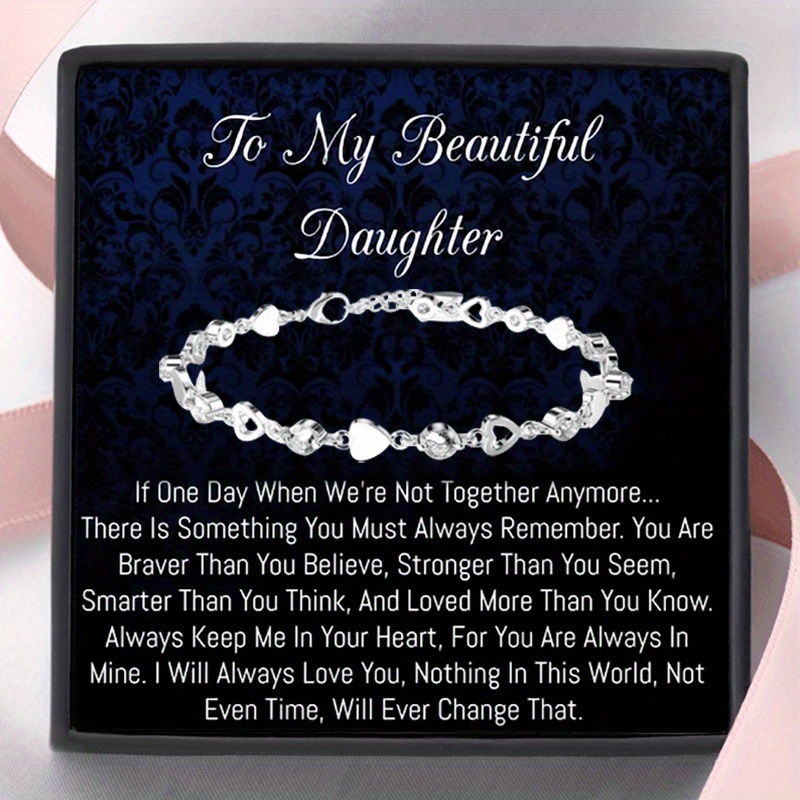 

Elegant Handmade Copper & Zirconia Bracelet For Daughters - Inspirational Gift From Mom & Dad With Message Card & Gift Box, Y2k/ Style, Wear, Masaladi