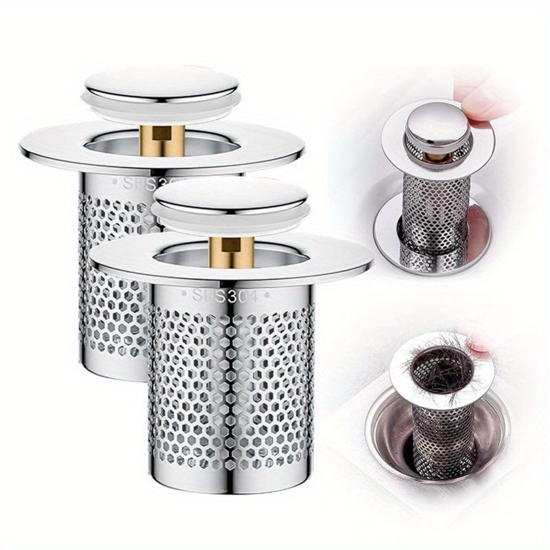 

Bathroom Sink Plug Stopper Stainless Steel Filter Basket Sink Drain Hair For Washroom Restroom Kitchen