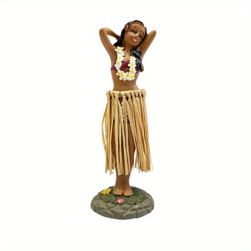 

Hawaiian Hula Girl Figurine - Creative Doll, Resin Car Dashboard & Home Decor Accessory