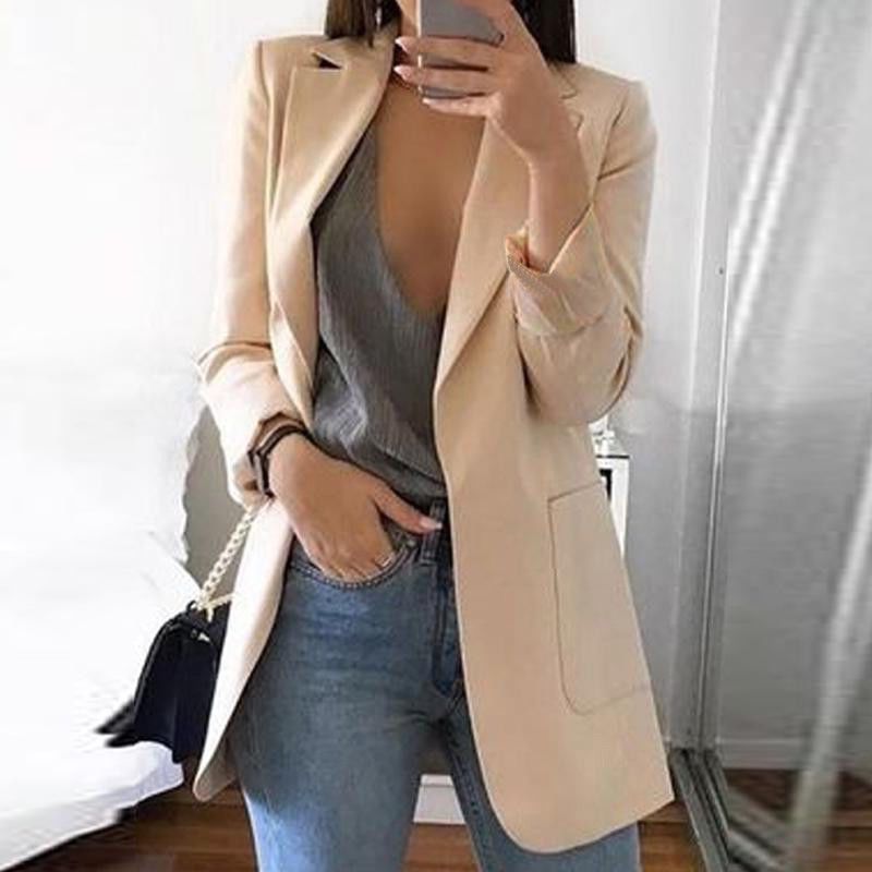 

Women' S Long Sleeve Blazer Jacket Office Work Business Party Casual Suit Coat Solid Color Outwear