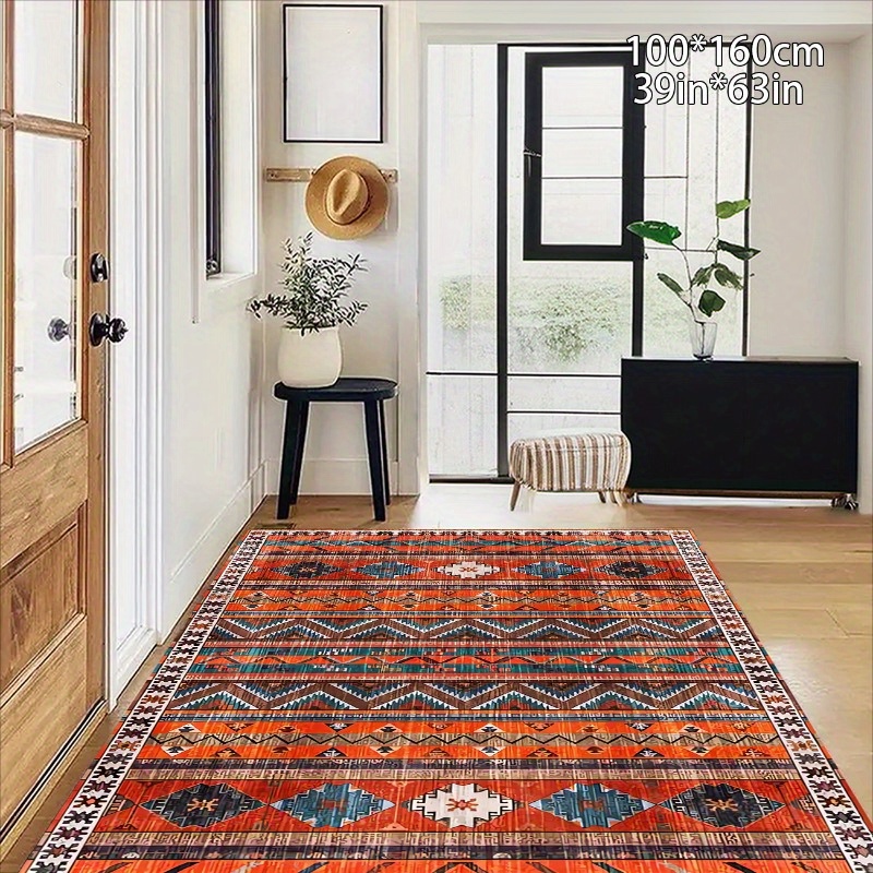 

Bohemian Outdoor Rug With Non-slip Backing - , Machine Washable Carpet For Living Room, Bedroom, Kitchen, And More - 800gsm Golden Diamond Velvet