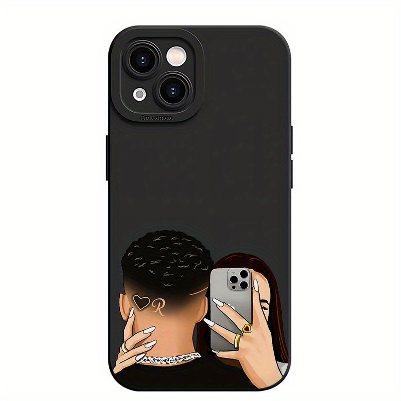 TEMU para teléfono: Angel Eyes con estampado UV de de teléfono móvil de pareja, cubierta mate con protección completa de para iPhone 11 12 13 14 Pro