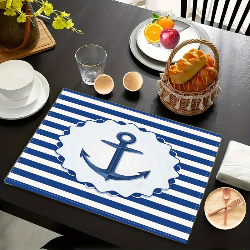 

2/4pcs Sailor Theme Printed Placemats For Home Kitchen/heat Resistant Placemats Easy To Kitchen Table Accessories Home Party Indoor Outdoor Scene Decoration Placemats