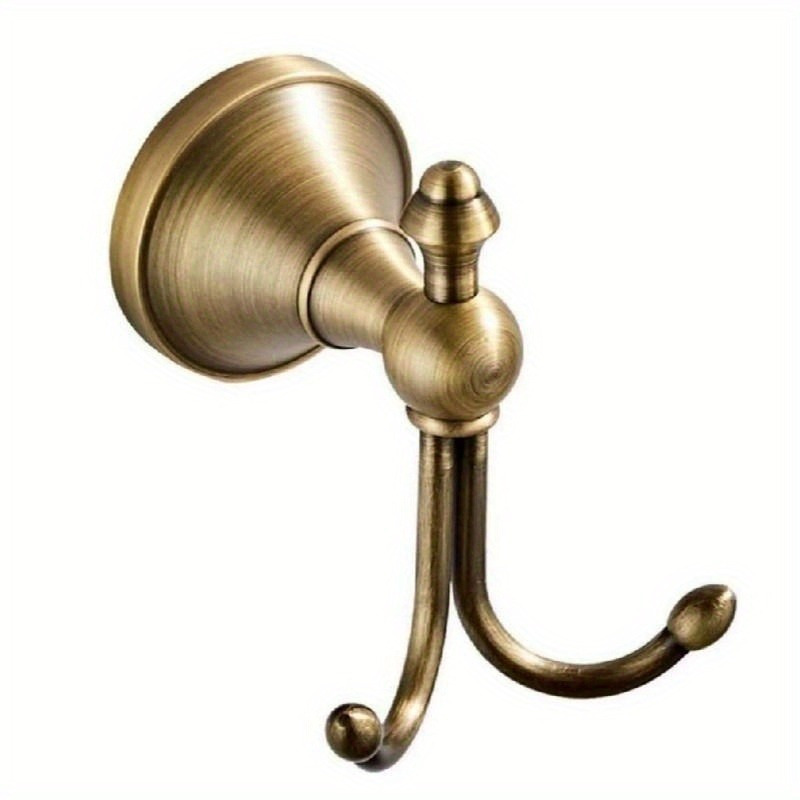 [brushed Metal] Traditional Brass Wall Mounted Towel Hooks, Robe Coat Hanger With Double Brushed Hooks, Bathroom Accessory