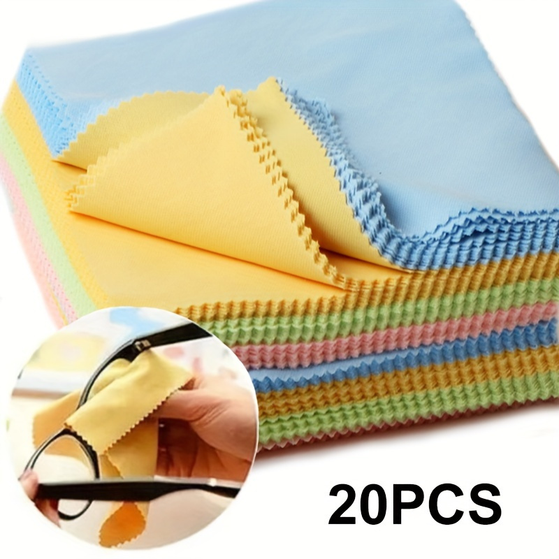 

20-piece Premium Microfiber Cleaning Cloths: Safe For Golden & Silver, Suitable For Eyeglasses, Cameras, Phones, Watches & Lenses - And Reusable