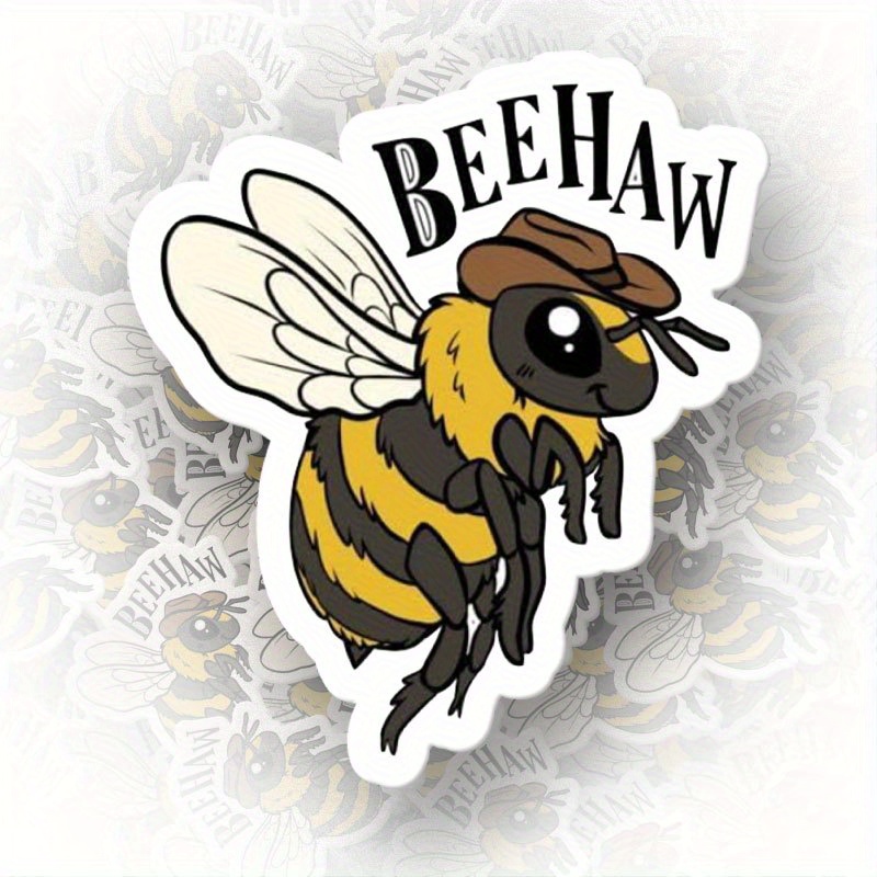 

Bee-haw Funny Bee Sticker Decal: Perfect For Windows, Cars, Laptops, And More - Self-adhesive, Vinyl Material, Suitable For Plastic, Glass, Metal, And Ceramic Surfaces