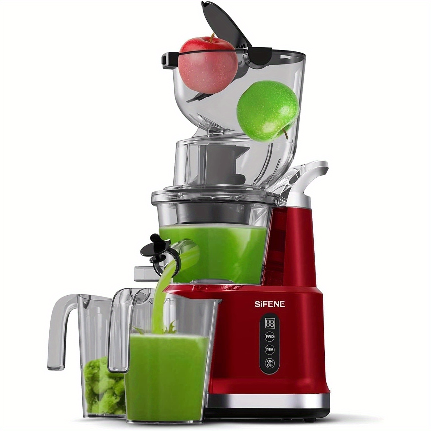 

Cold Press Juicer Machines With 83mm , Whole Slow Masticating Juicer, Juice Extractor Maker Squeezer For Fruits And Vegetables, Bpa-free, Easy To Clean, Red